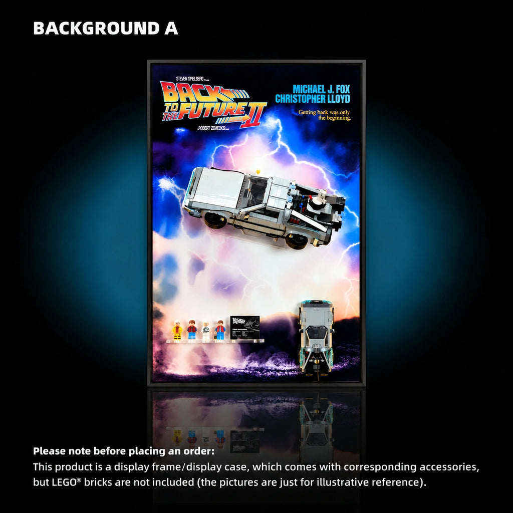 [pre-sale]Wall Display frame for LEGO® ICONS™ Back to the Future Time Machine (77256 & 10300)