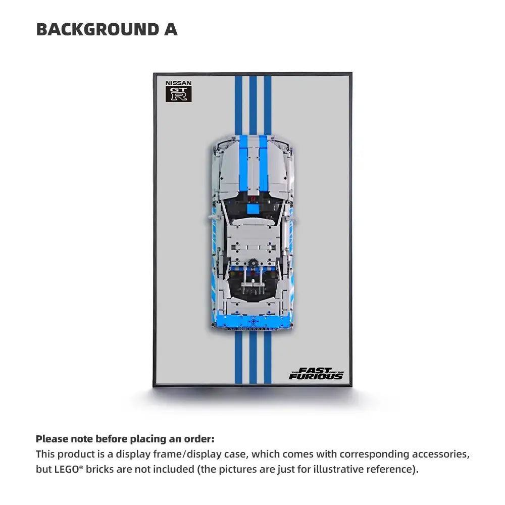 Telaio da esposizione LEGO per l'auto 2 Fast 2 Furious Nissan Skyline GT-R R34 (42210)