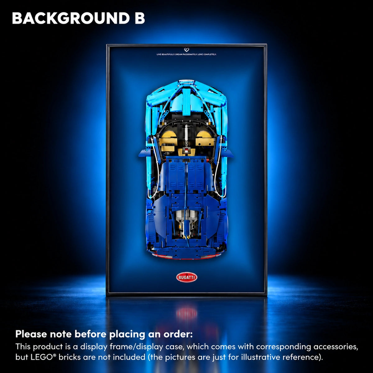 Display frame for LEGO Bugatti Chiron (42083) — Bugatti B.