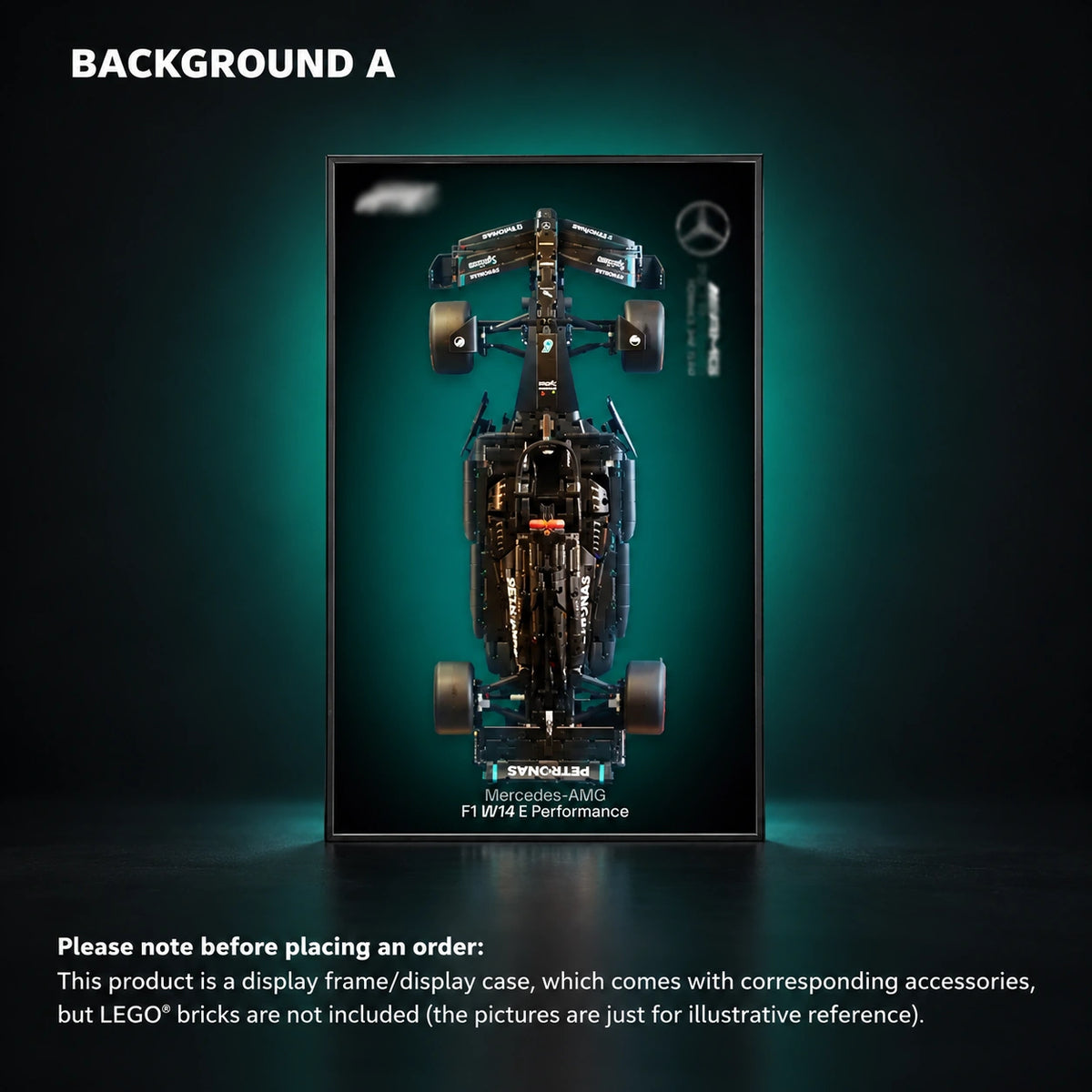 Display frame for LEGO Mercedes-AMG F1 W14 E Performance (42171) — Mercedes-AMG A, Mercedes-AMG C, Mercedes-AMG D, Mercedes-AMG E.