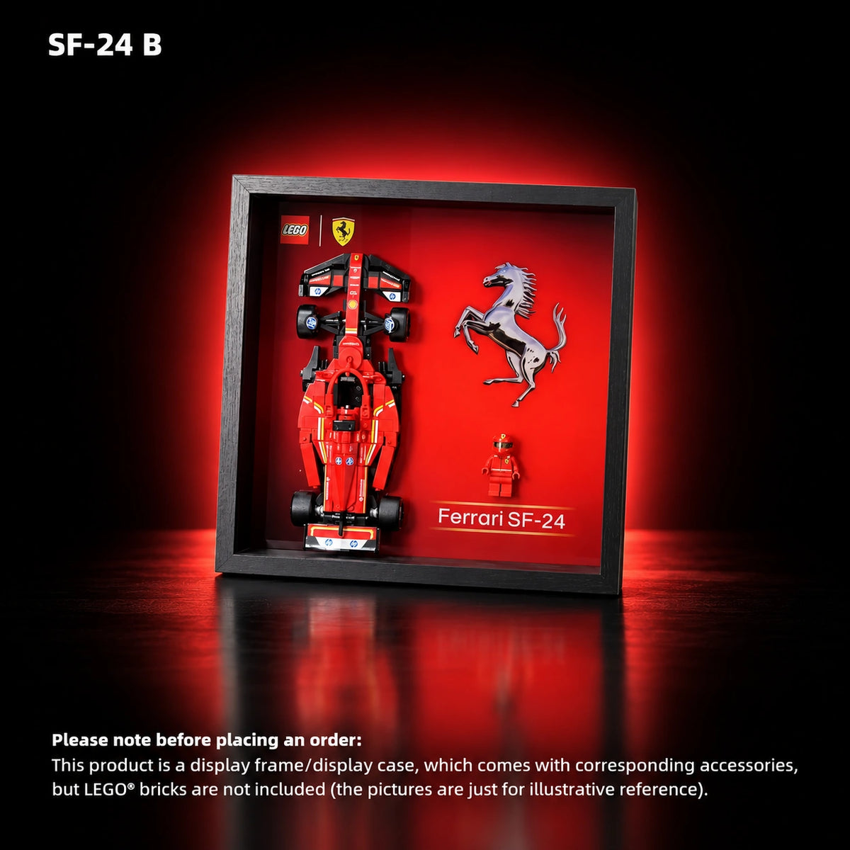 LEGO Speed Champions display case — 2025 display version — Ferrari SF-24（77242）, B.