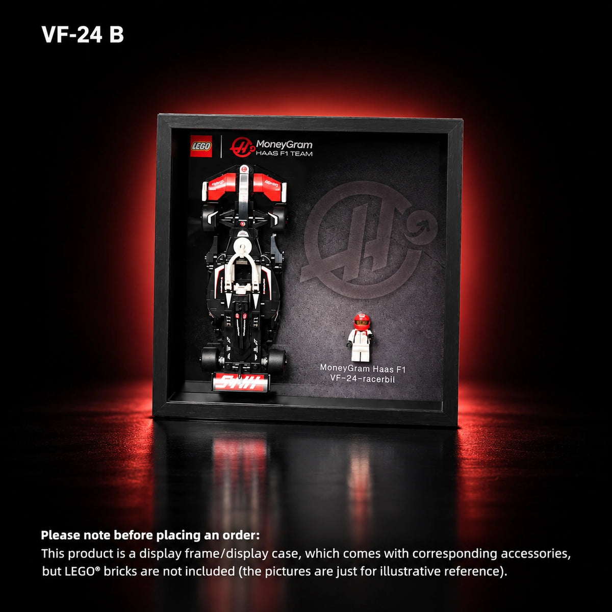 LEGO Speed Champions display case — 2025 display version — MoneyGram-Haas(77250), B.