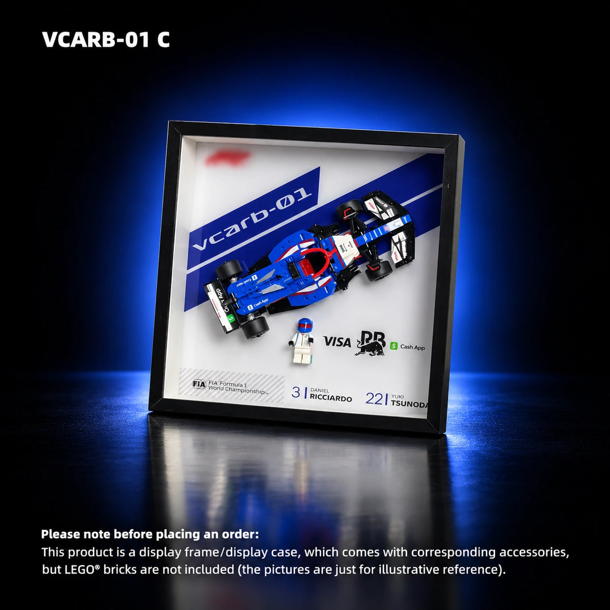 LEGO Speed Champions display case — 2025 display version — Visa Cash App RB Vcarb 01(77246), C.