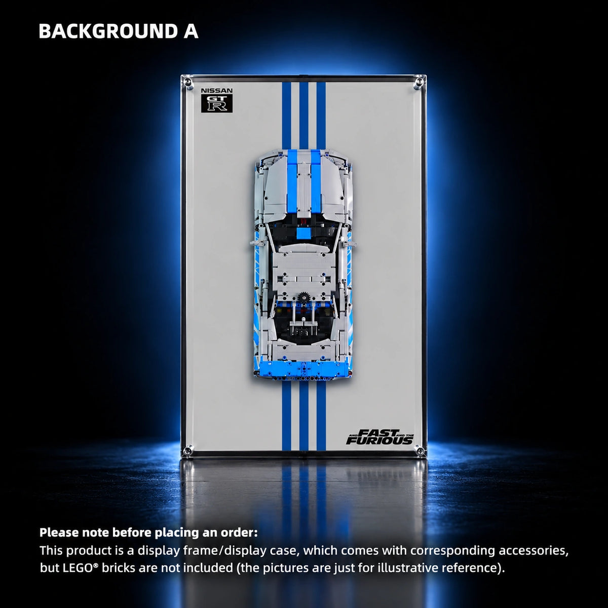 Display frame for LEGO 2 Fast 2 Furious Nissan Skyline GT-R R34 Car (42210) — GT-R R34 A.
