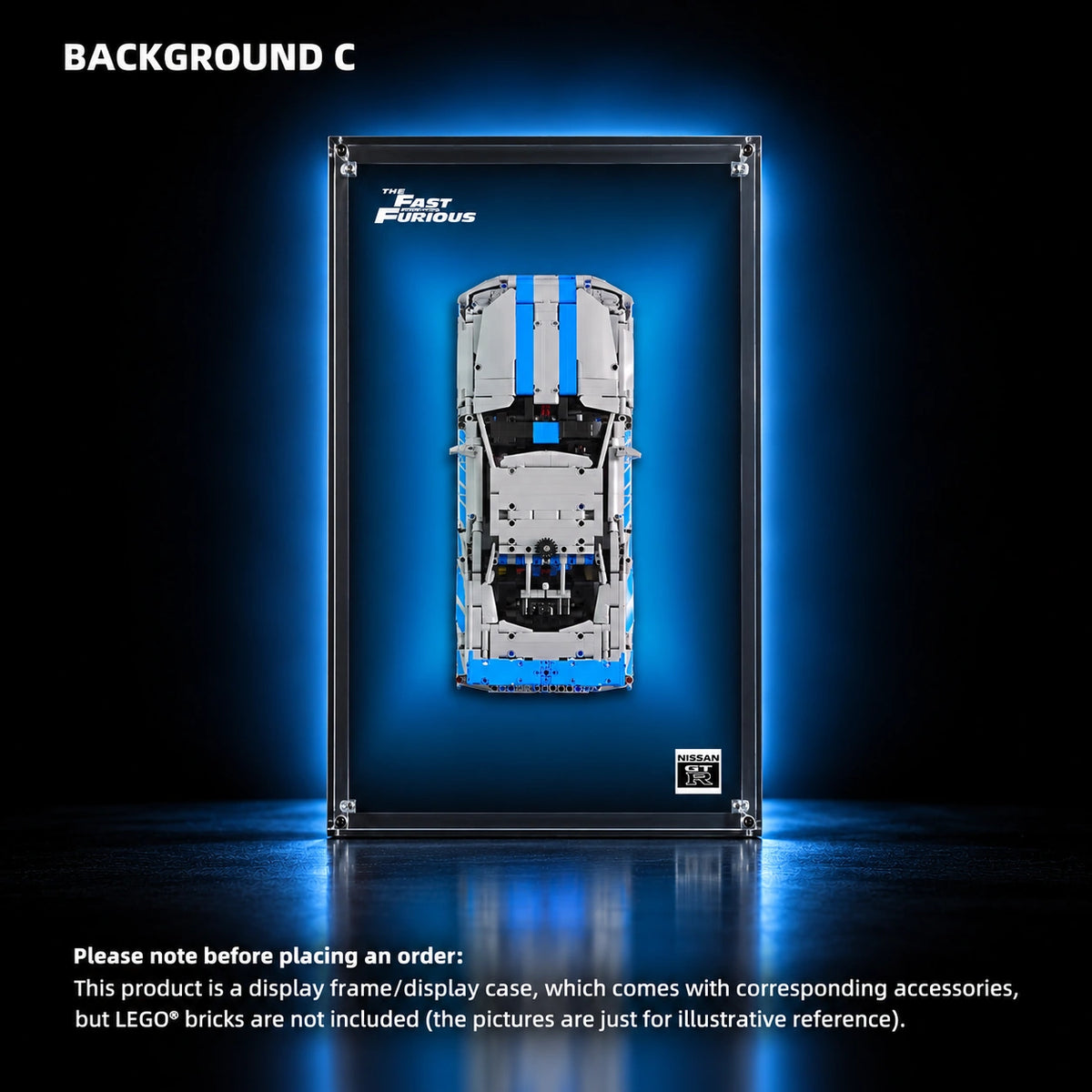 Display frame for LEGO 2 Fast 2 Furious Nissan Skyline GT-R R34 Car (42210) — GT-R R34 C.