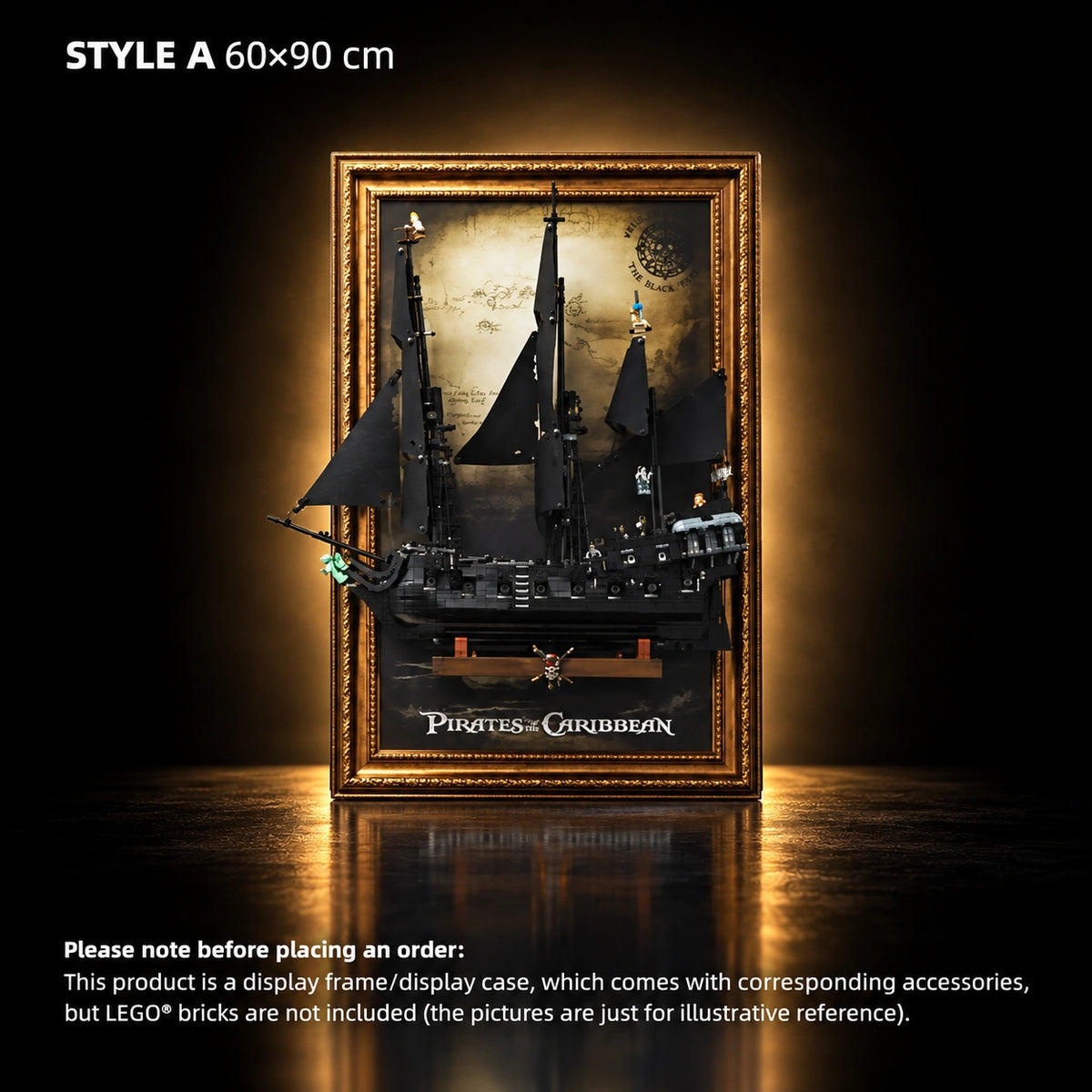 Display frame for LEGO Captain Jack Sparrow's Pirate Ship (10365) — 60×90 cm.