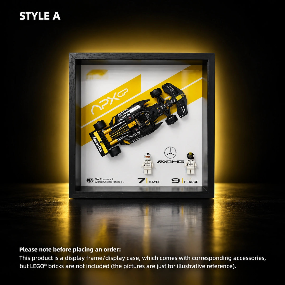 Display case for LEGO APXGP Team Race Car from The Movie (77252) — A.