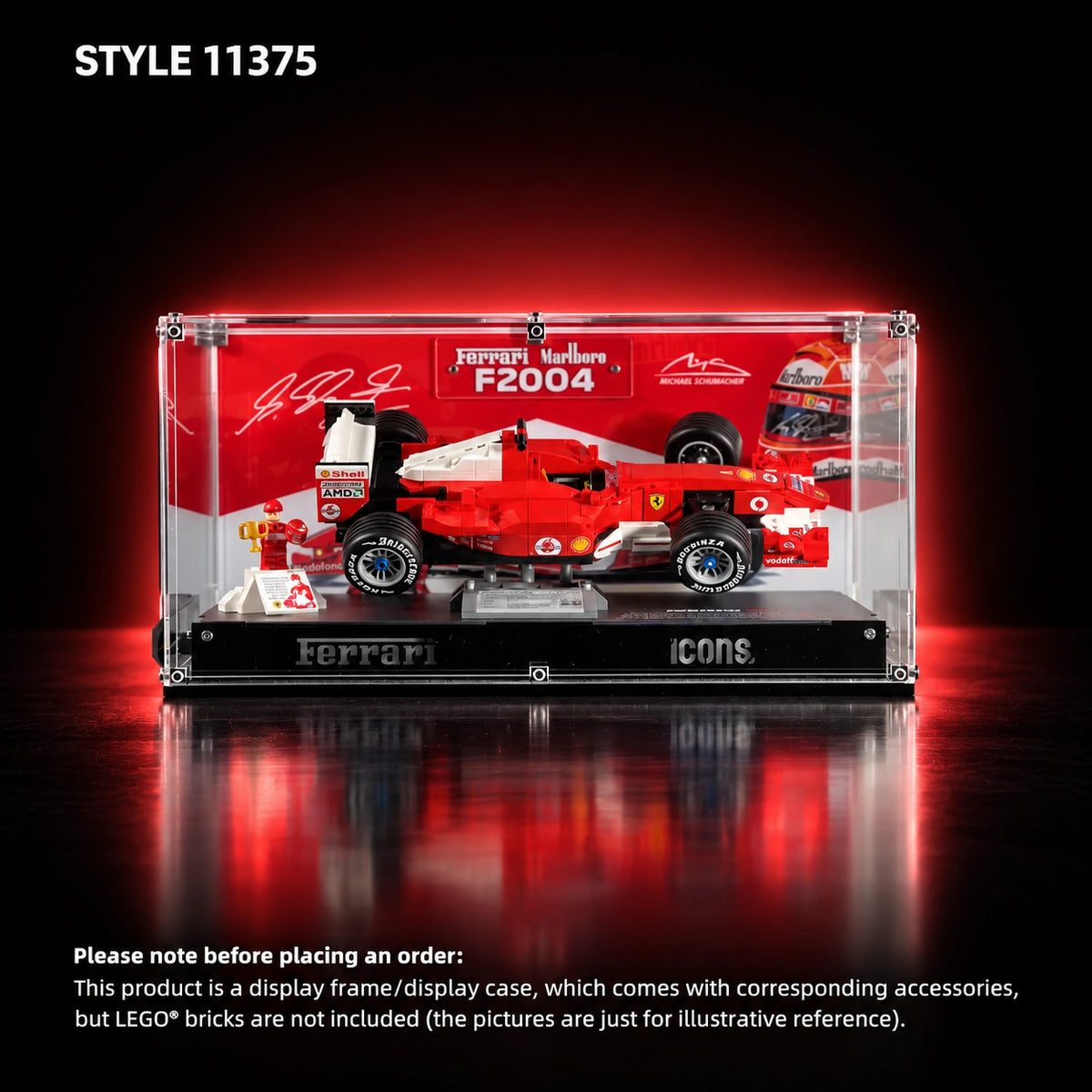 Acrylic display case for LEGO Icons F1 Legends 11375.
