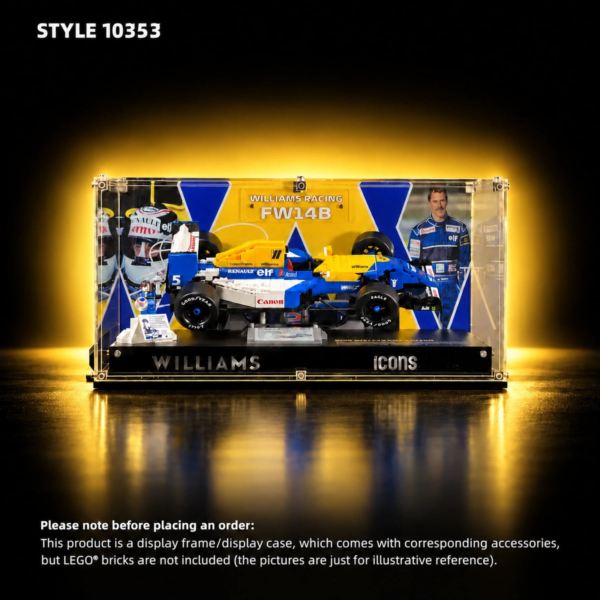 Acrylic display case for LEGO Icons F1 Legends 10353.