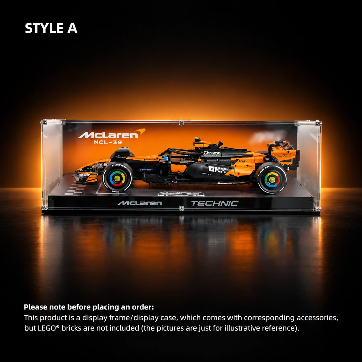 Acrylic display case for LEGO McLaren MCL39 F1 Car (42228) — A.