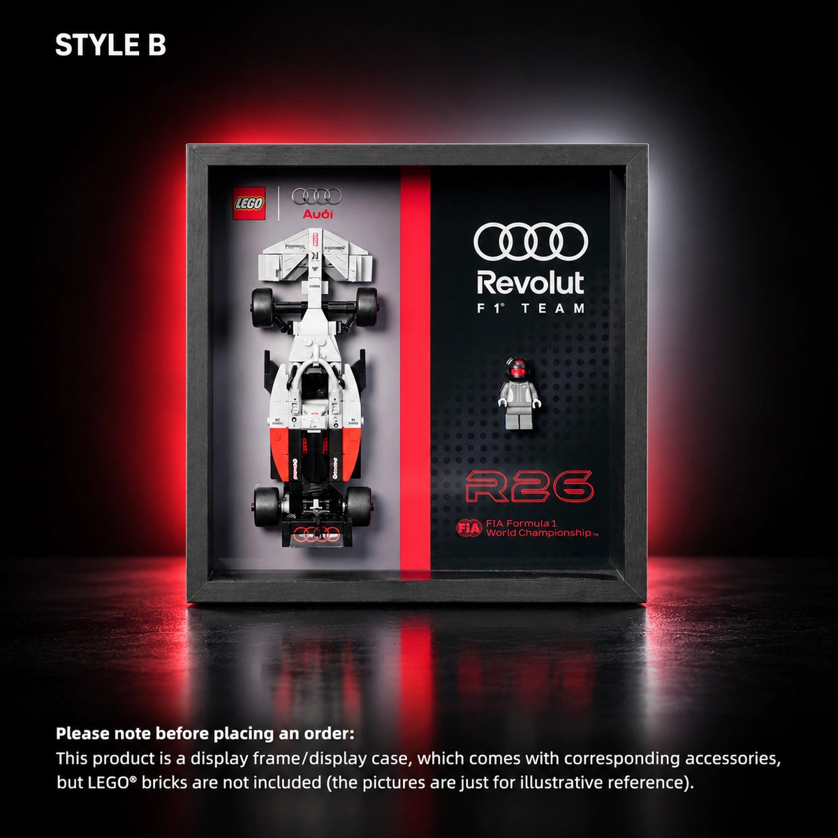 Display case for LEGO Speed Champions Audi Revolut F1 Team R26 Race Car(77259) — B.
