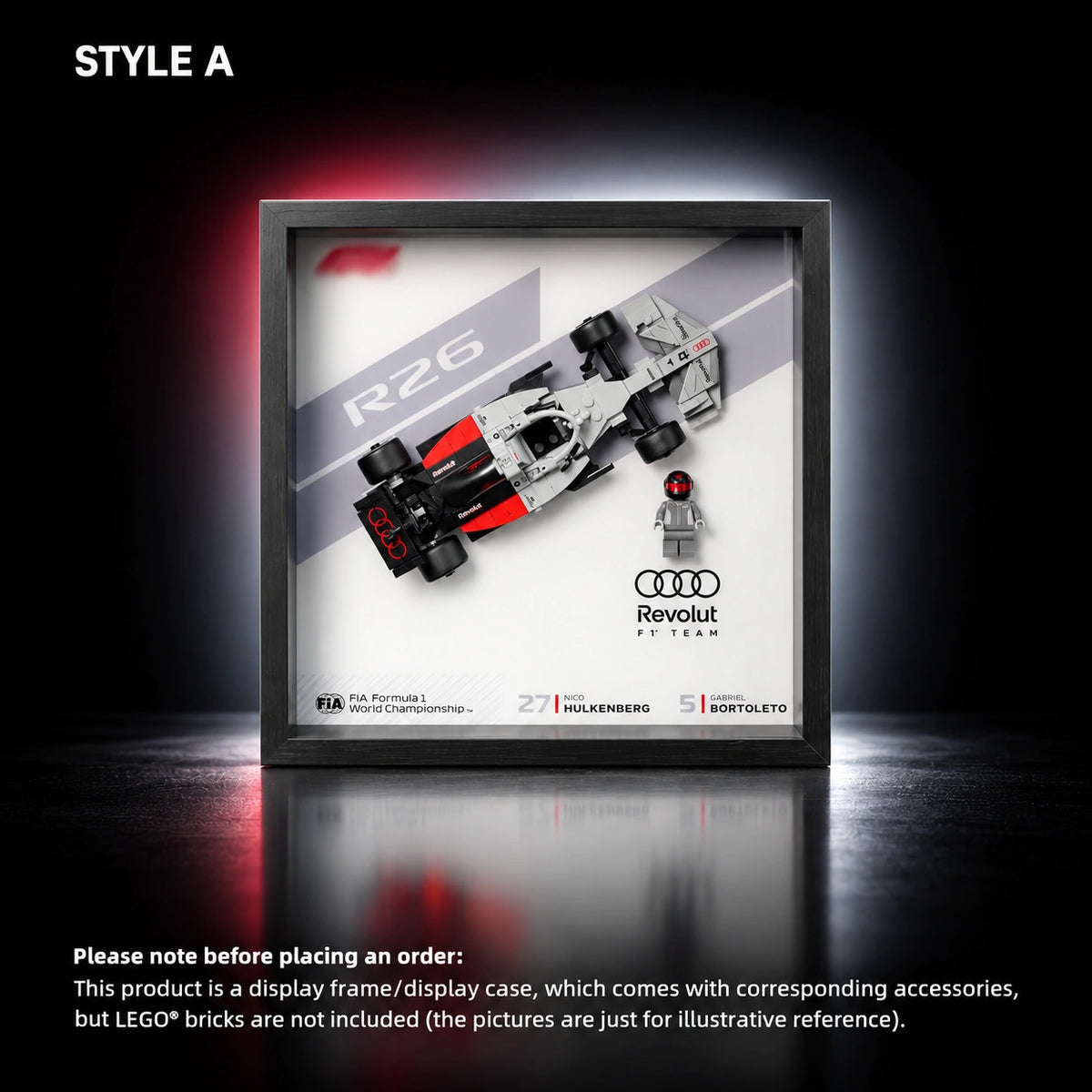 Display case for LEGO Speed Champions Audi Revolut F1 Team R26 Race Car(77259) — A.