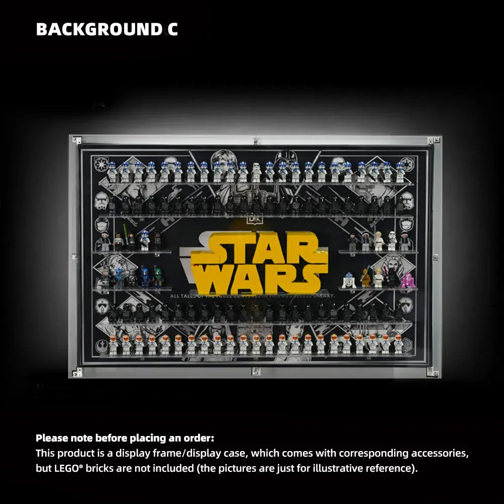 Dust Proof Wall mounted Display Case for LEGO® Star Wars™ Logo & Minifigure